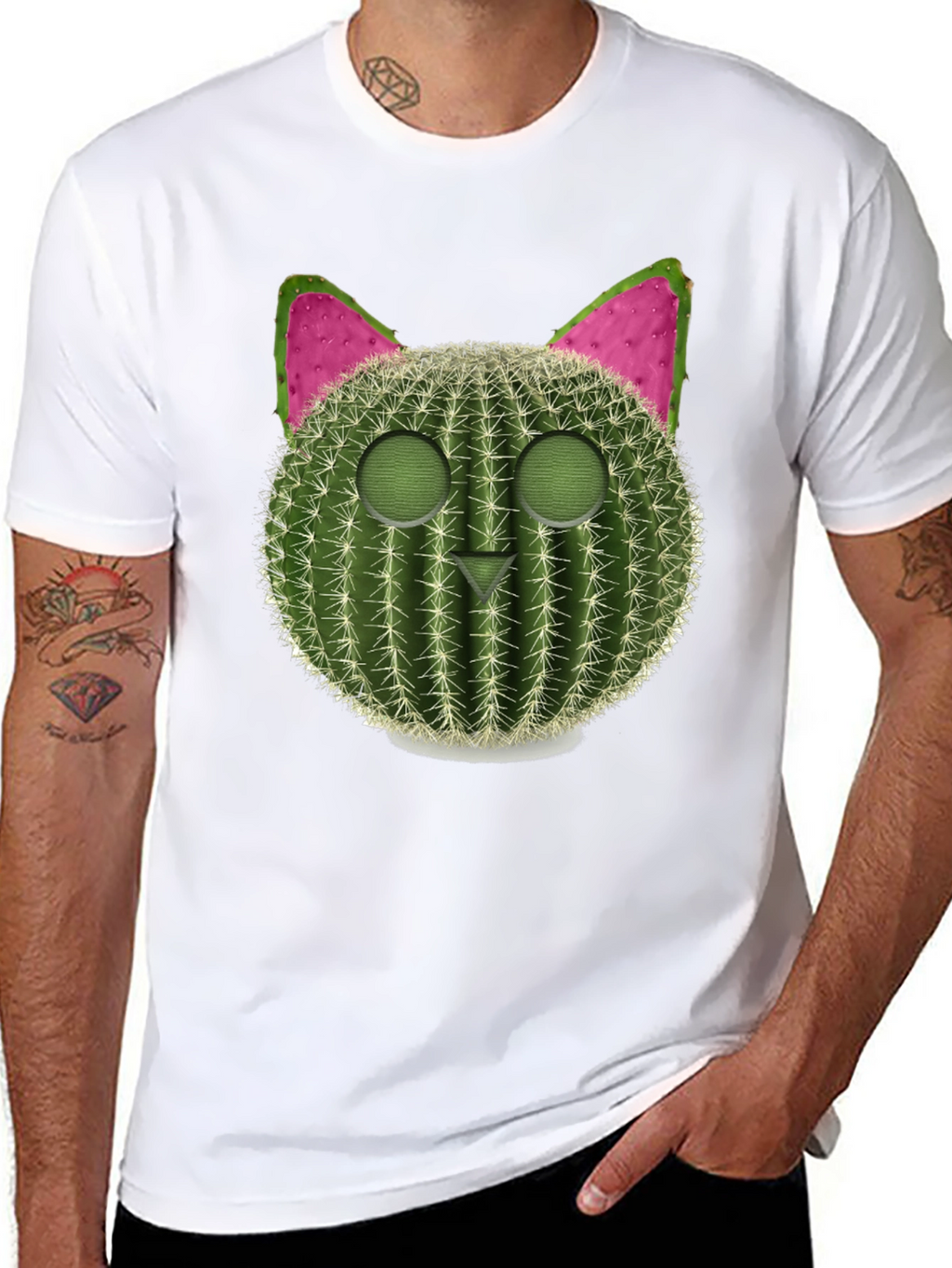 Cactus Cat Graphic Tee - Trendy & Unique