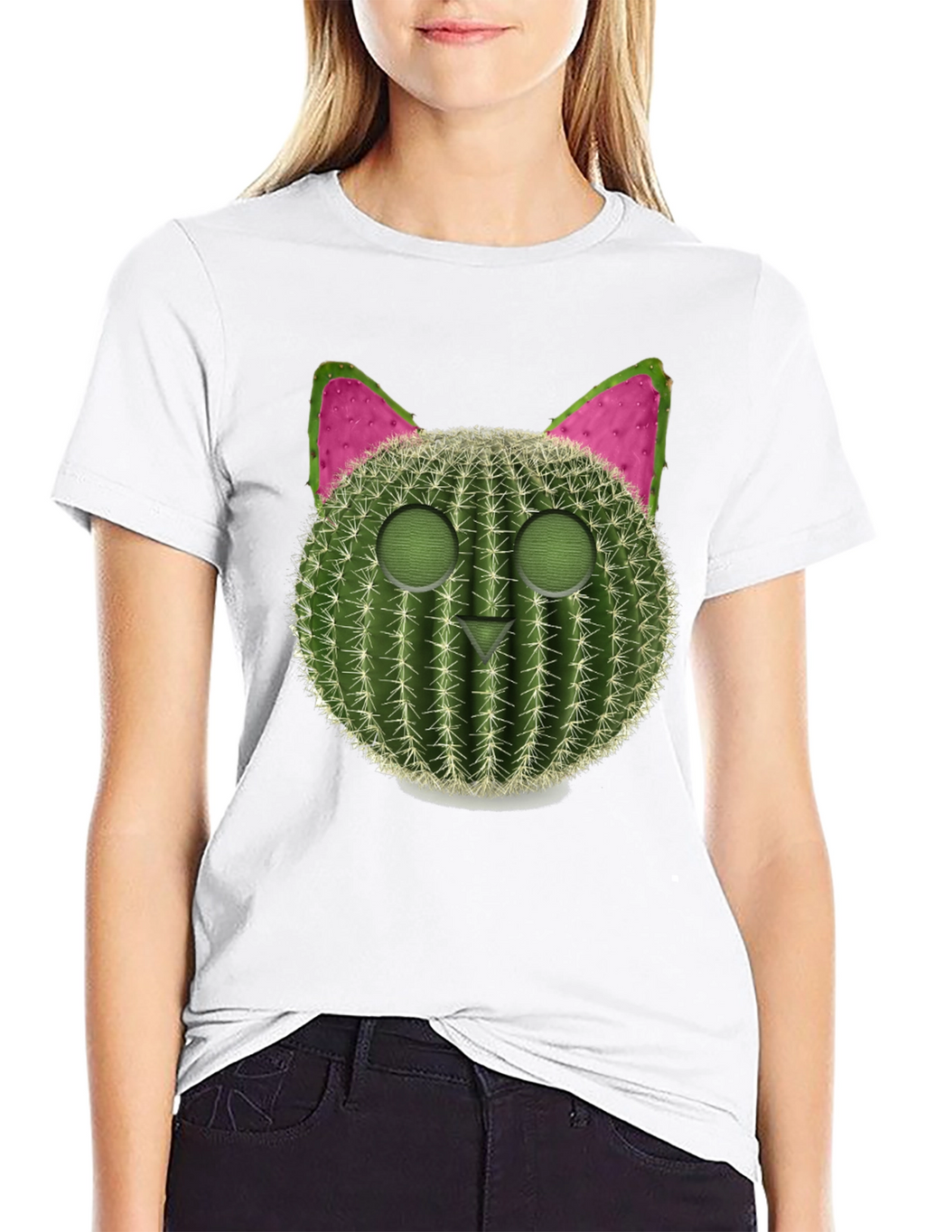 Cactus Cat Graphic Tee - Trendy & Unique