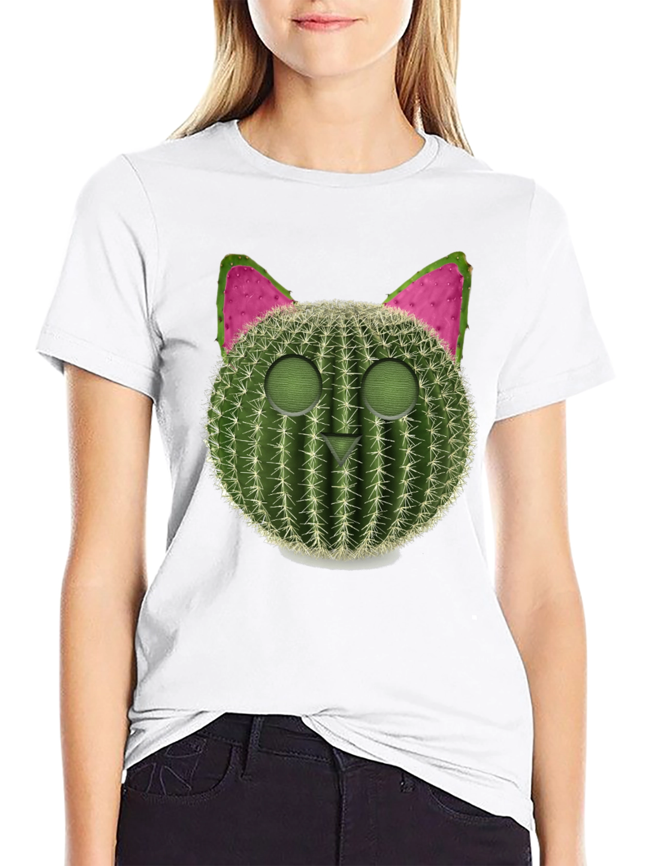 Cactus Cat Graphic Tee - Trendy & Unique