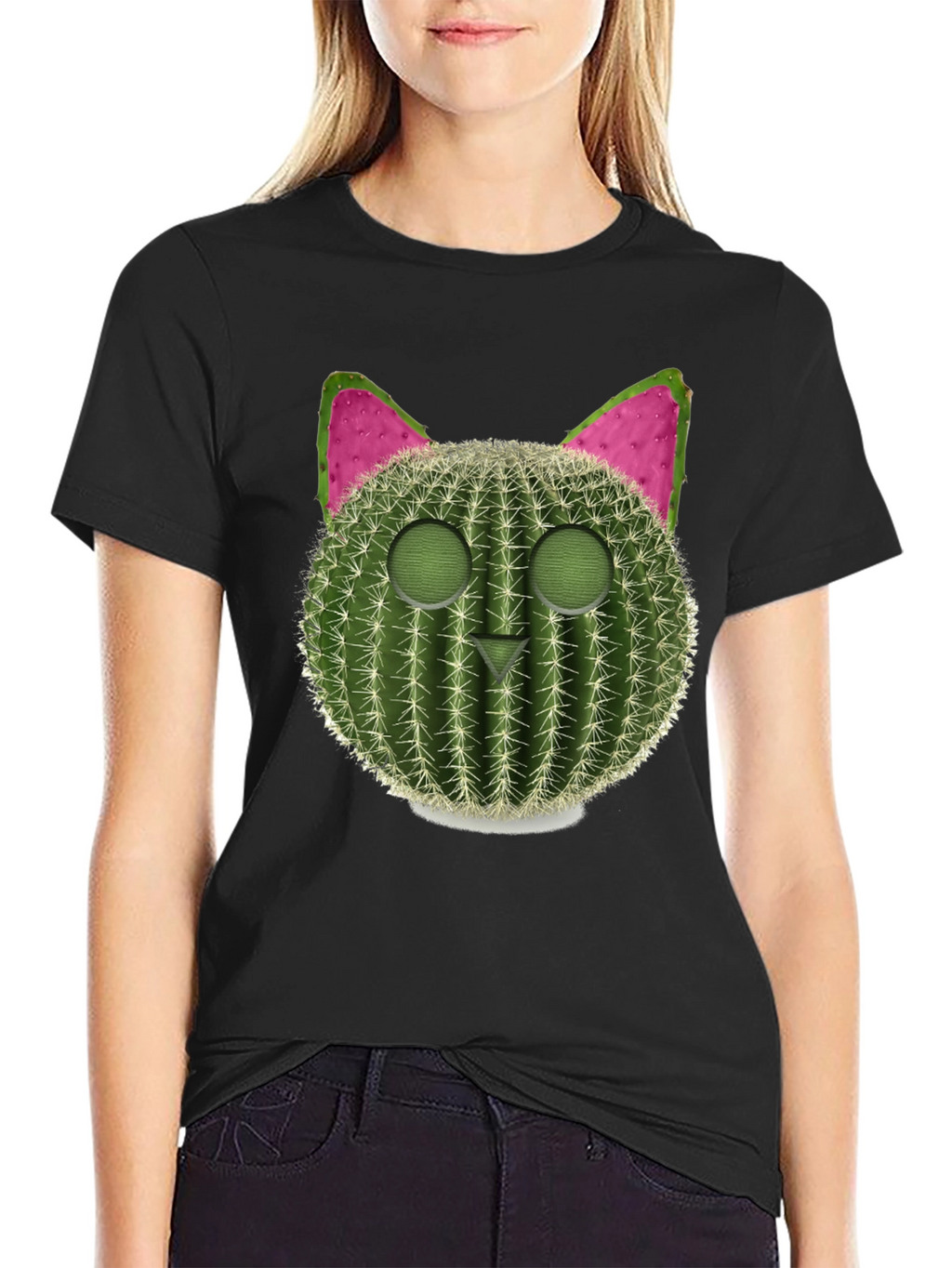 Cactus Cat Graphic Tee - Trendy & Unique