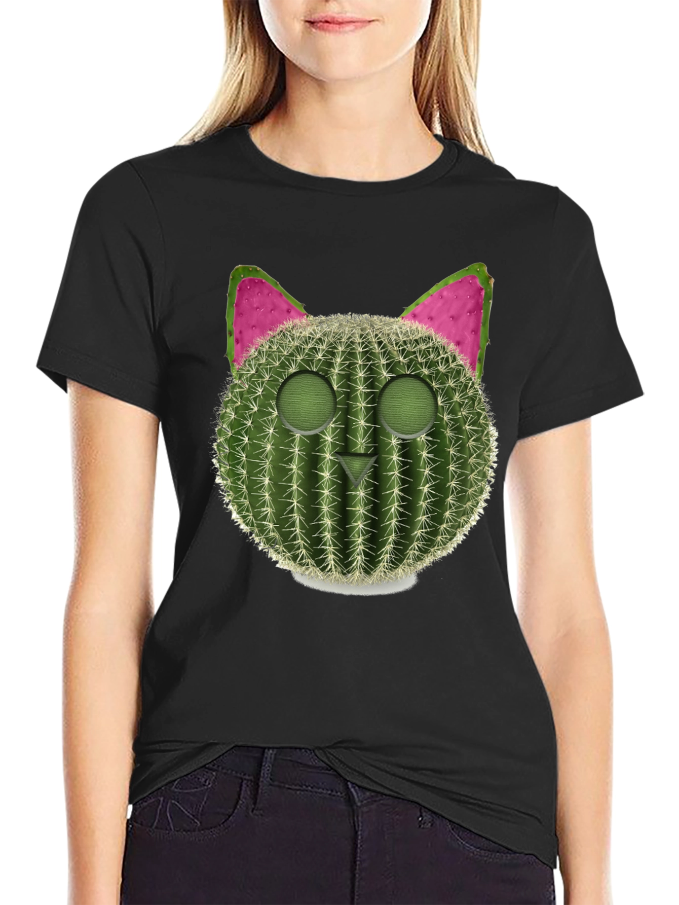 Cactus Cat Graphic Tee - Trendy & Unique
