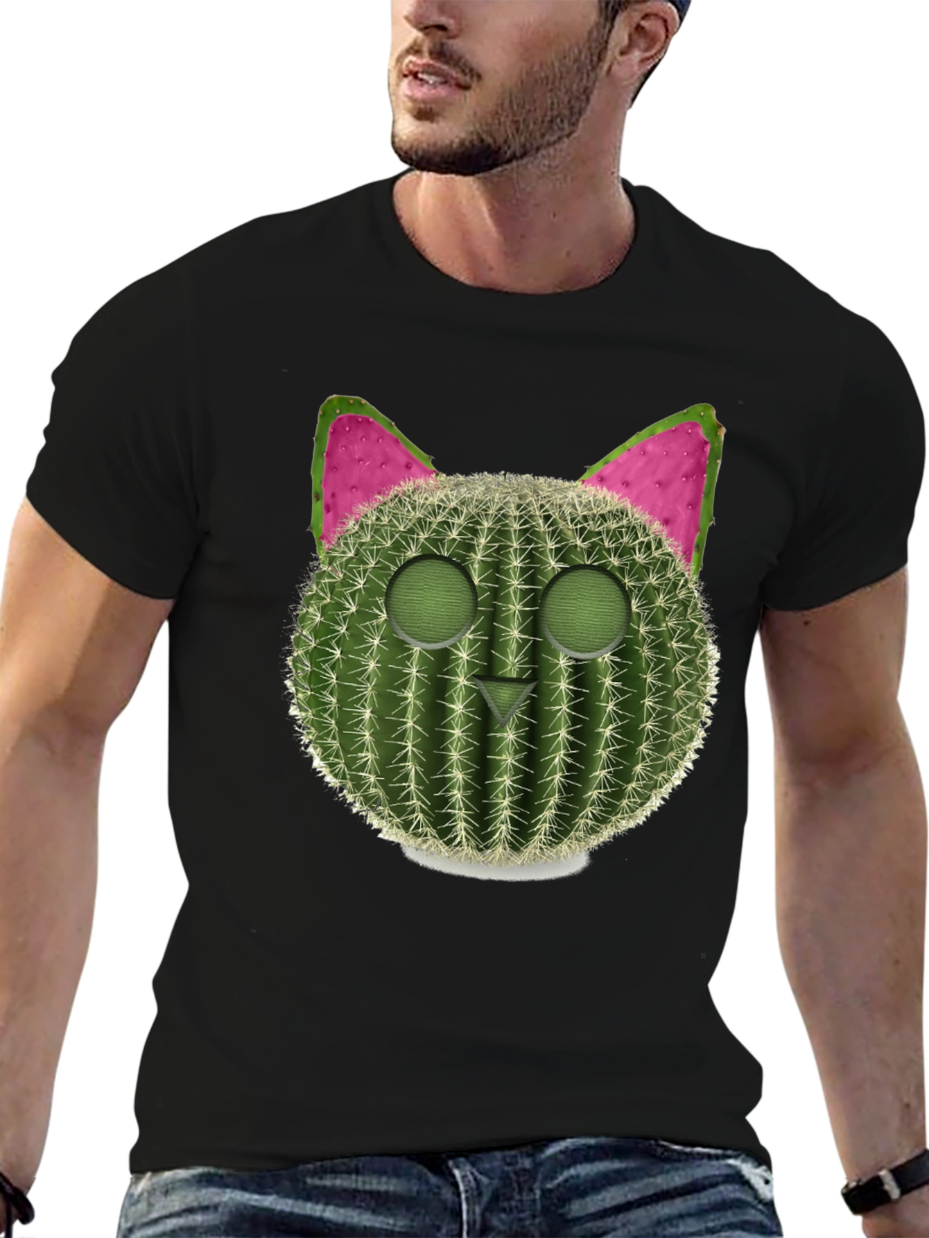 Cactus Cat Graphic Tee - Trendy & Unique