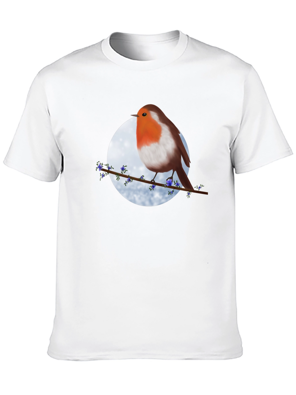 Robin Bird on Branch Graphic Tee - Black