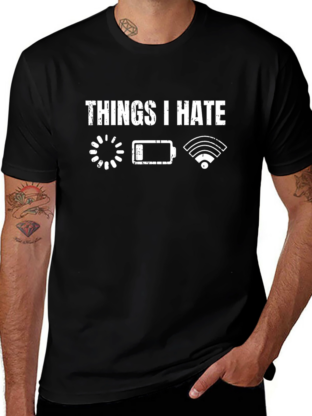 Things I Hate T-Shirt - Low Battery Loading Wifi