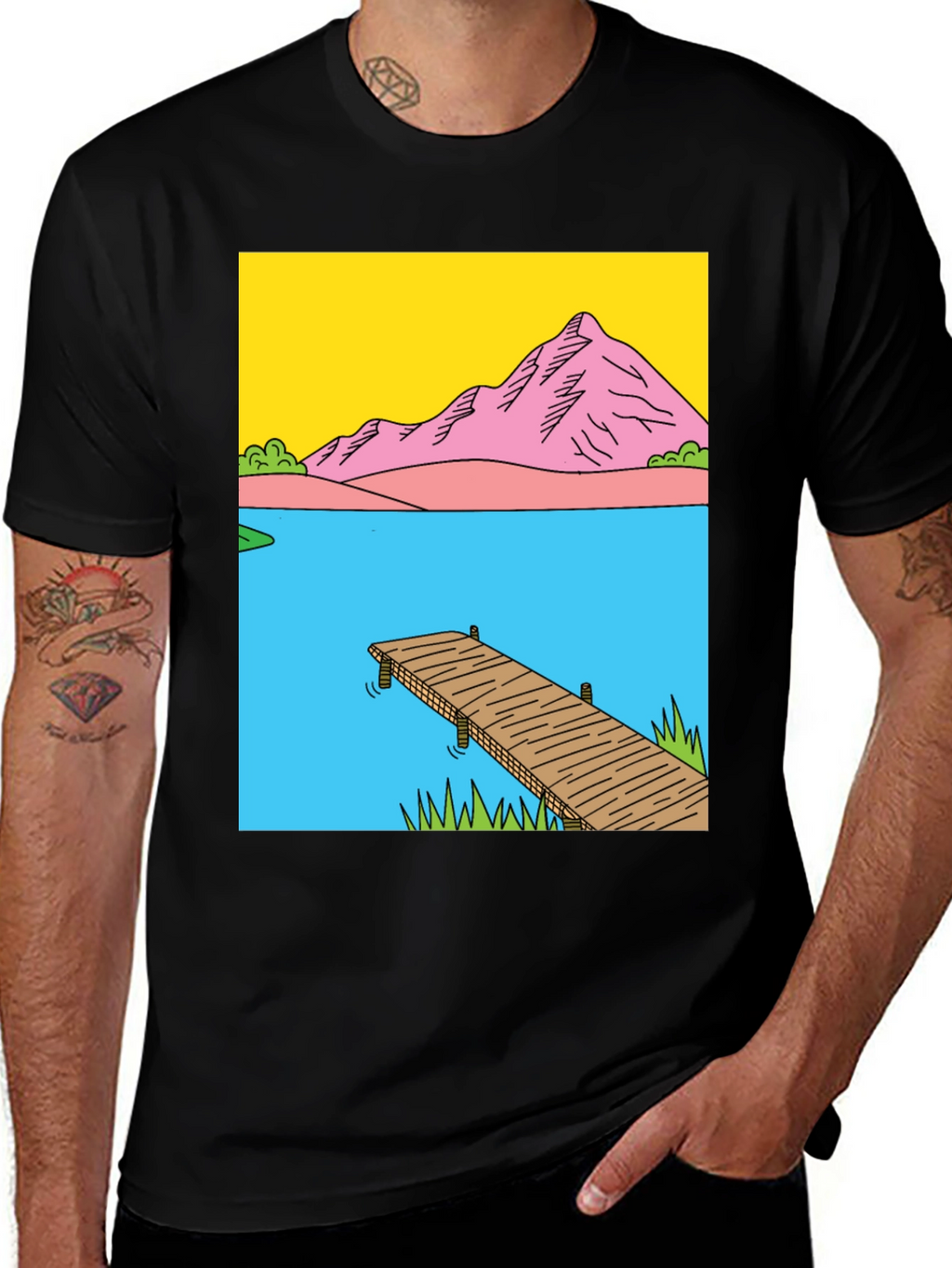 Dockside Vista Graphic Tee - Nature Inspired Design