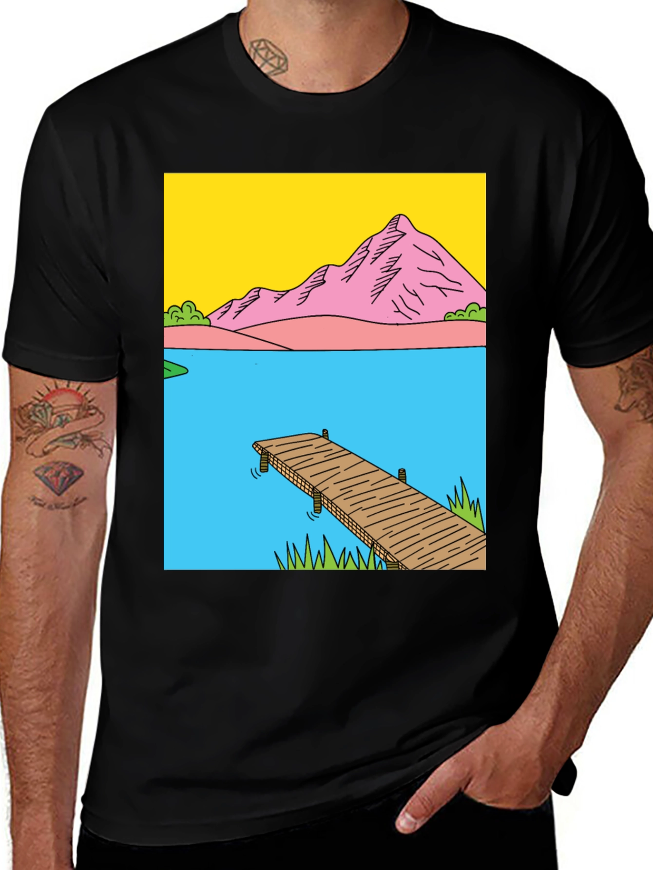 Dockside Vista Graphic Tee - Nature Inspired Design