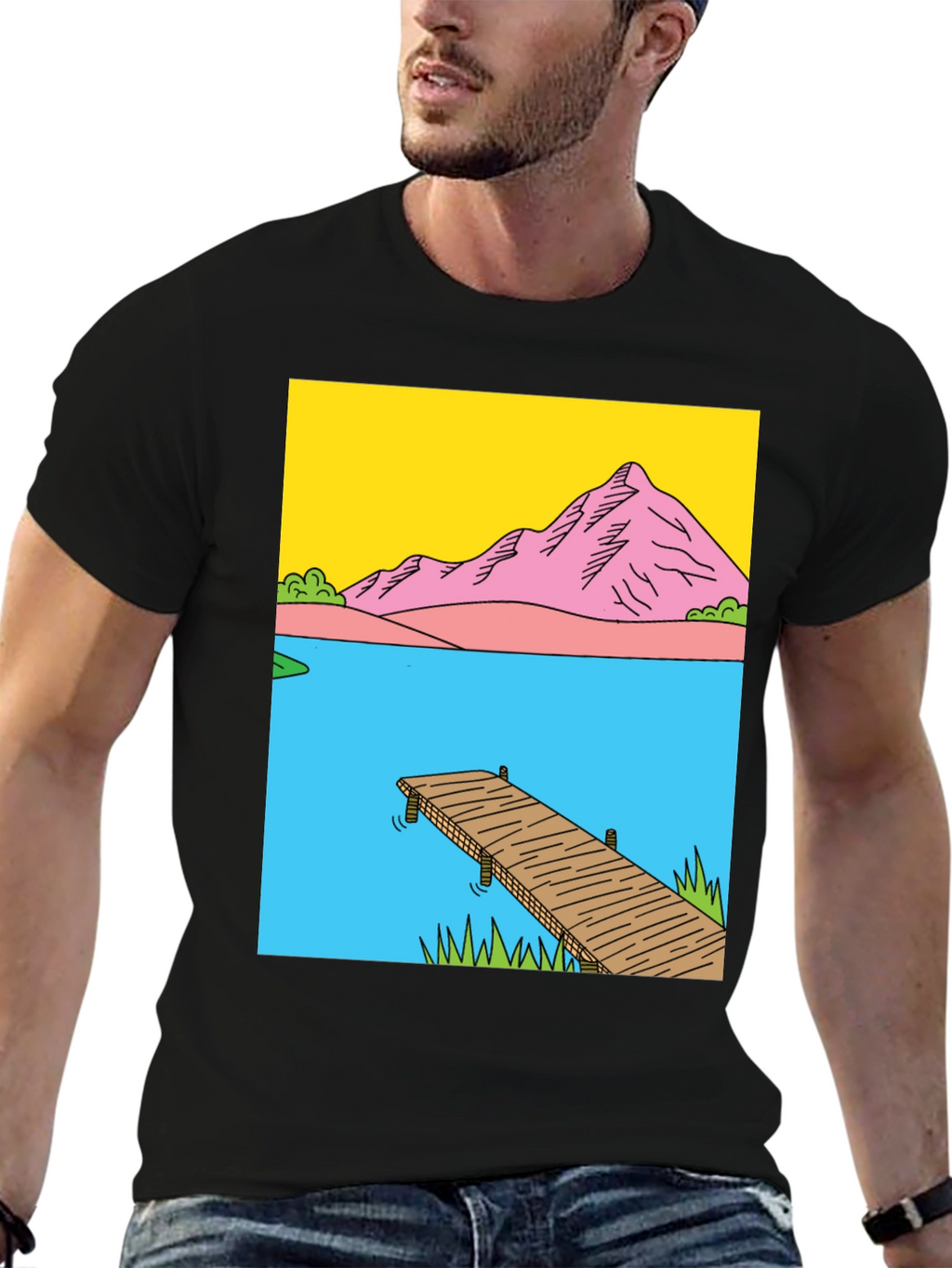 Dockside Vista Graphic Tee - Nature Inspired Design