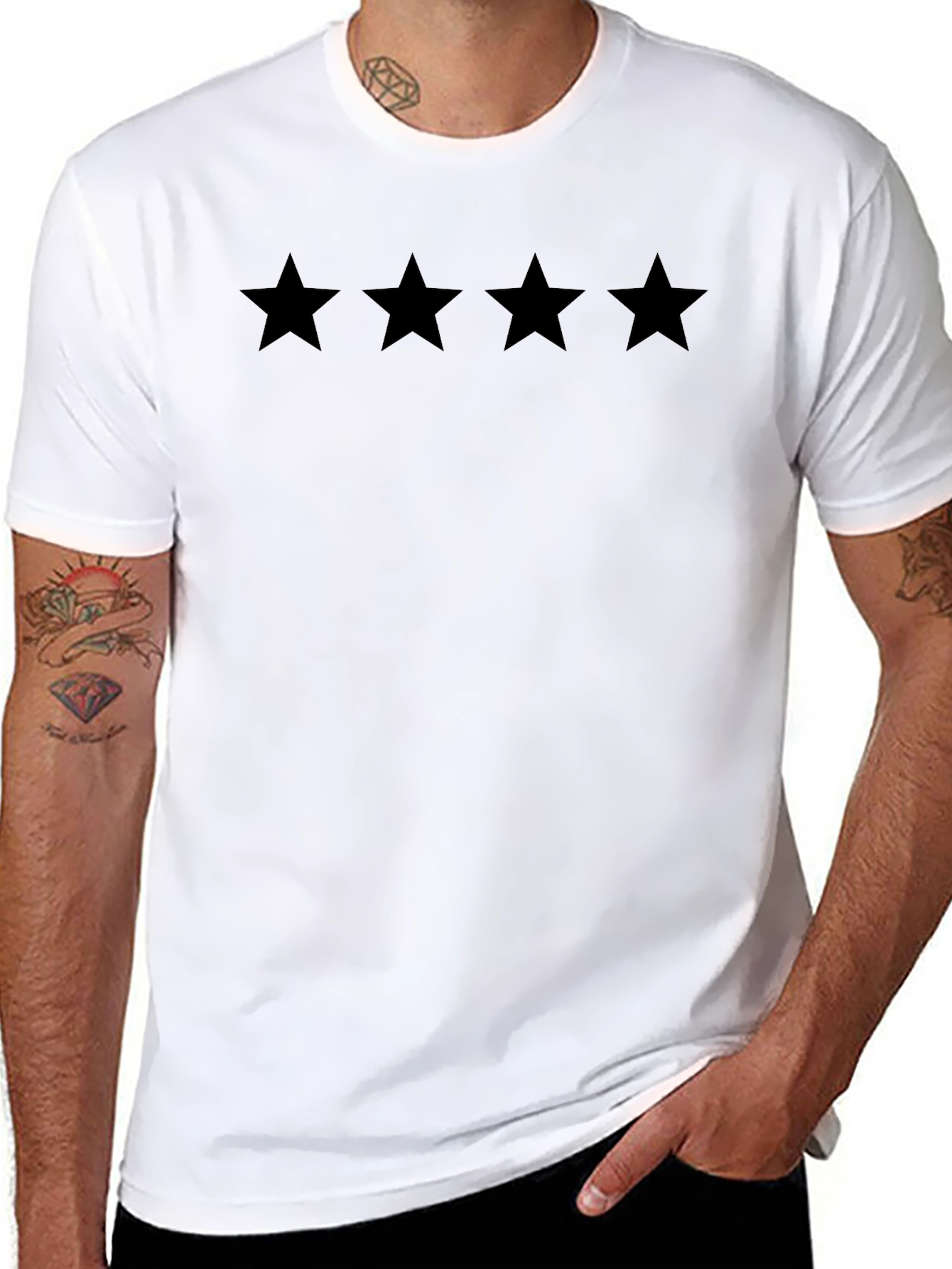 Four Star Black Crew Neck T-Shirt