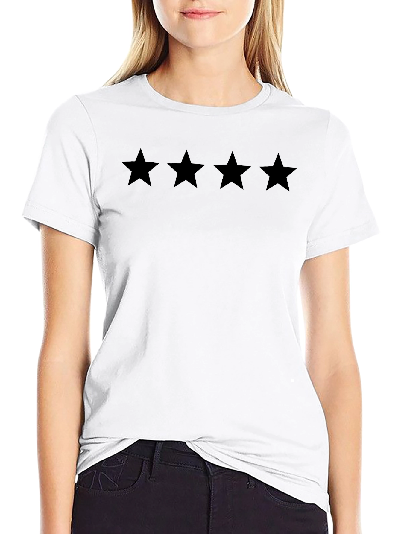 Four Star Black Crew Neck T-Shirt