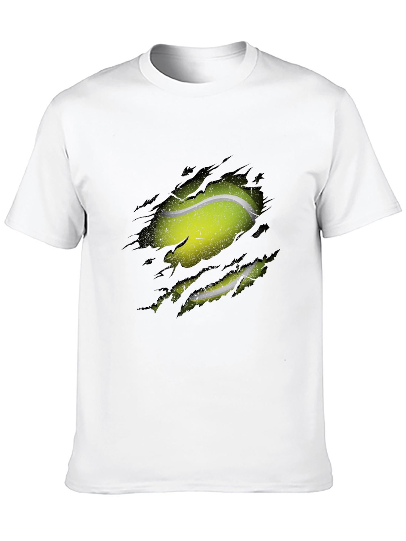 Tennis Ball Ripped T-Shirt - Novelty Graphic Tee