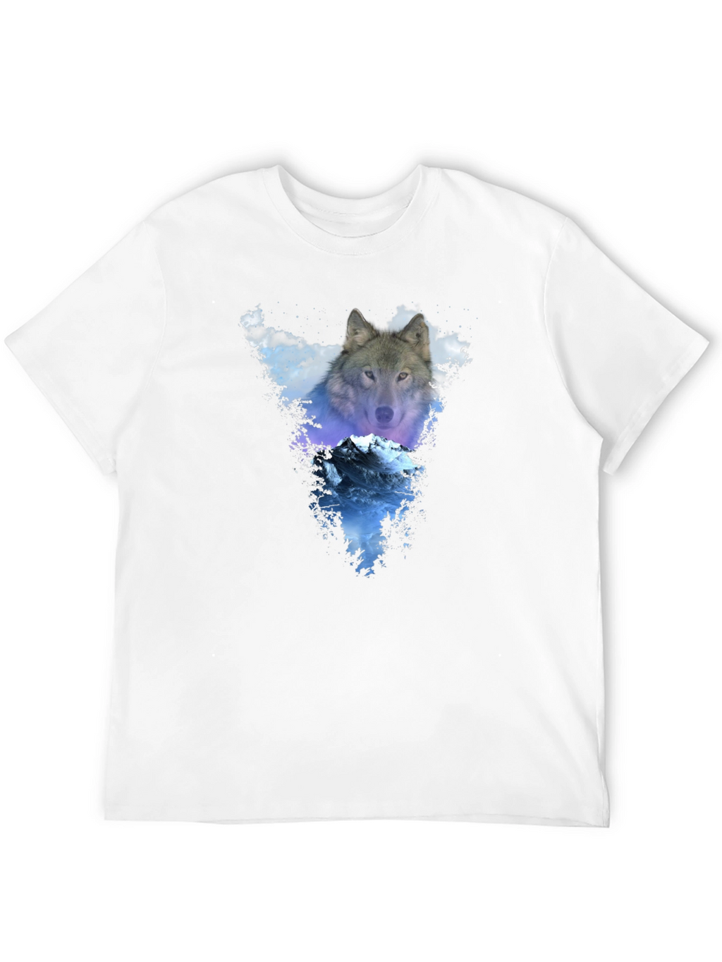 Wolf & Mountain Graphic Black T-Shirt