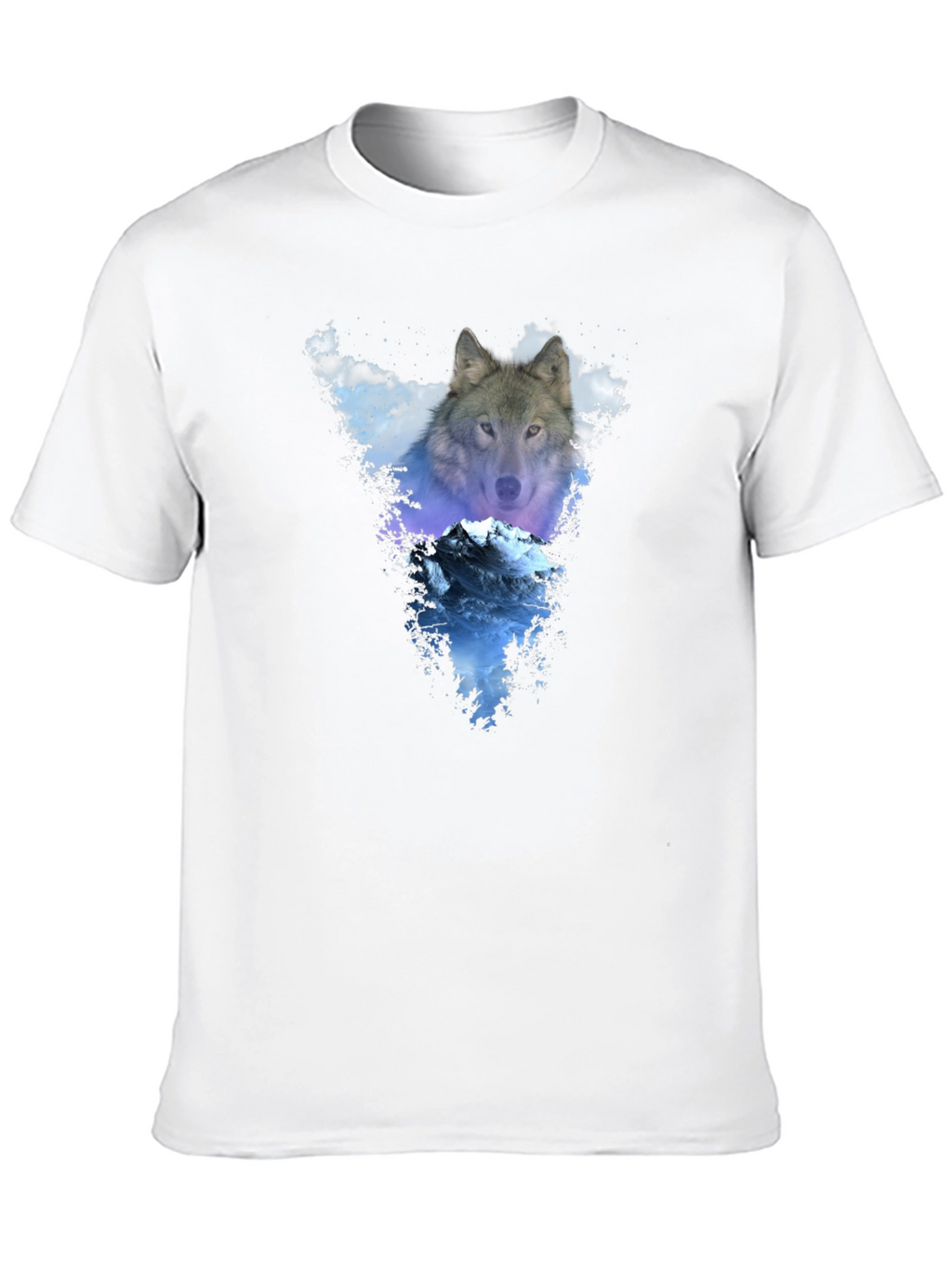 Wolf & Mountain Graphic Black T-Shirt