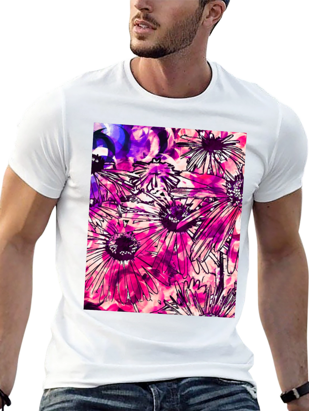 Floral Print Black T-Shirt