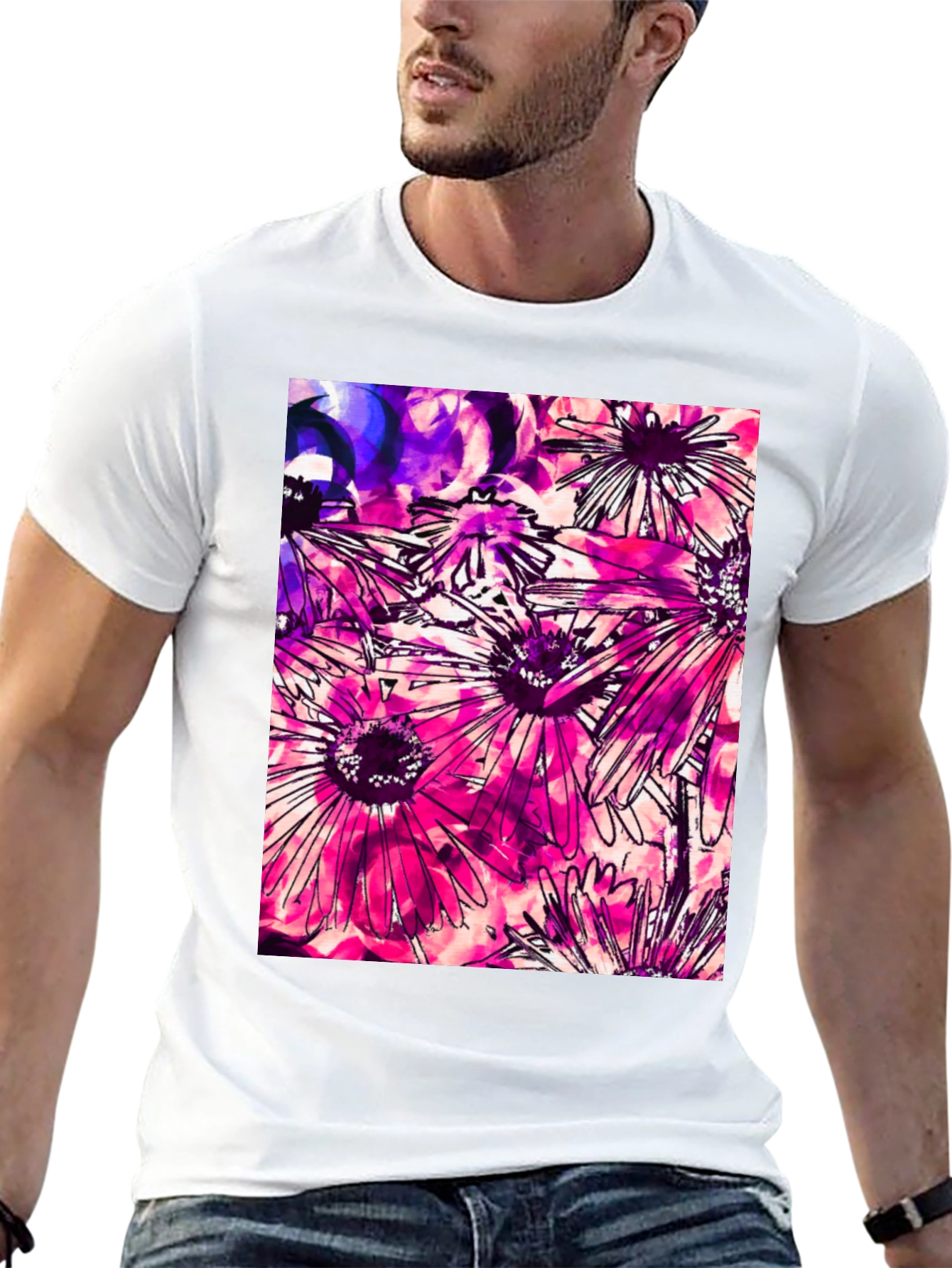 Floral Print Black T-Shirt