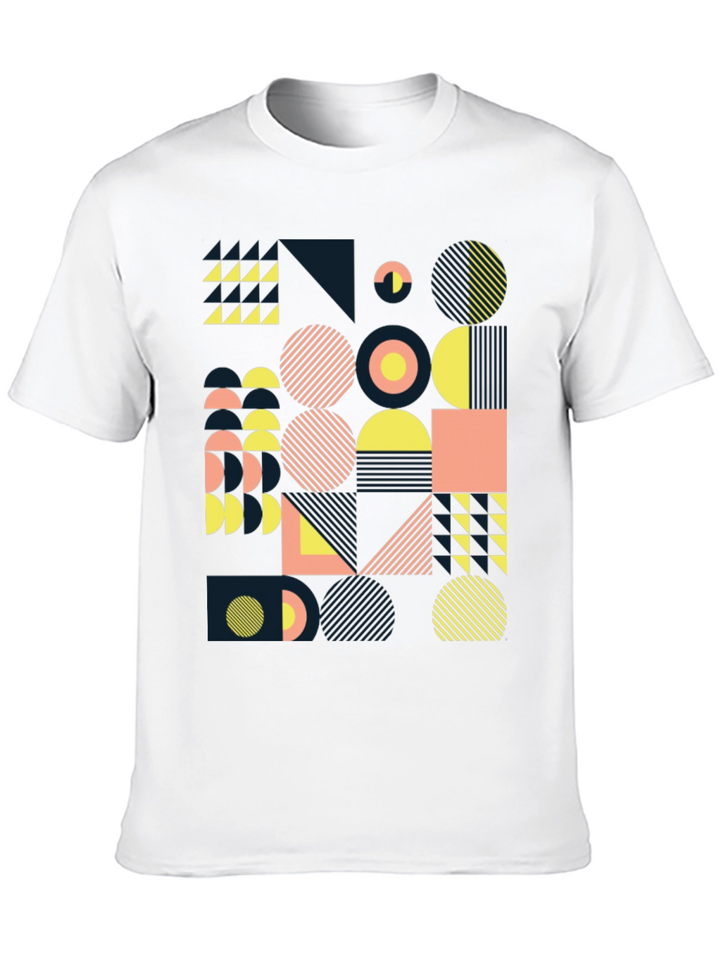 Geometric Pattern Black Tee - Modern Art Design