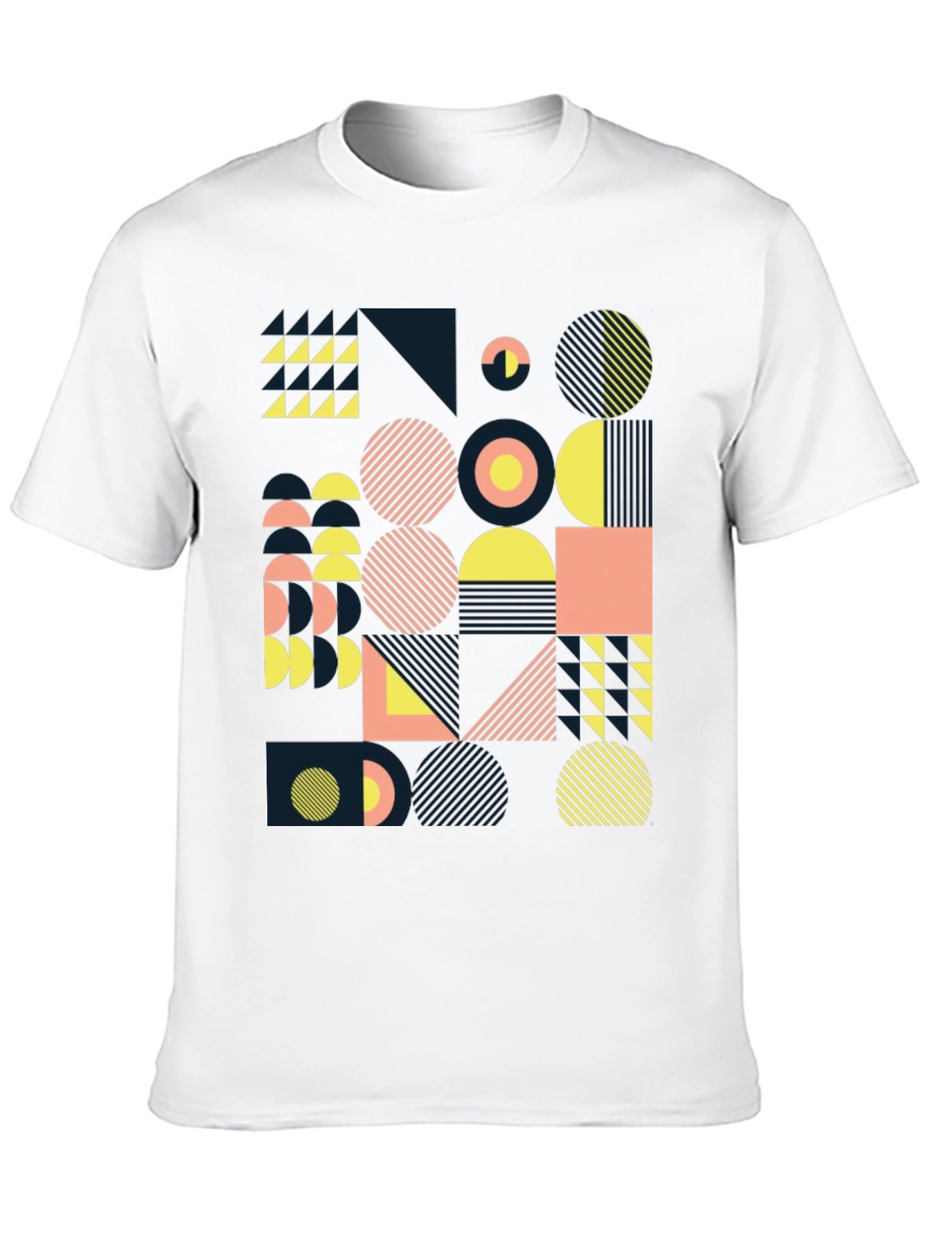 Geometric Pattern Black Tee - Modern Art Design