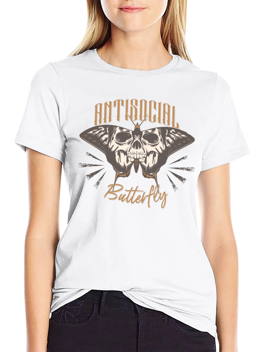 Antisocial Butterfly Skull Graphic T-Shirt