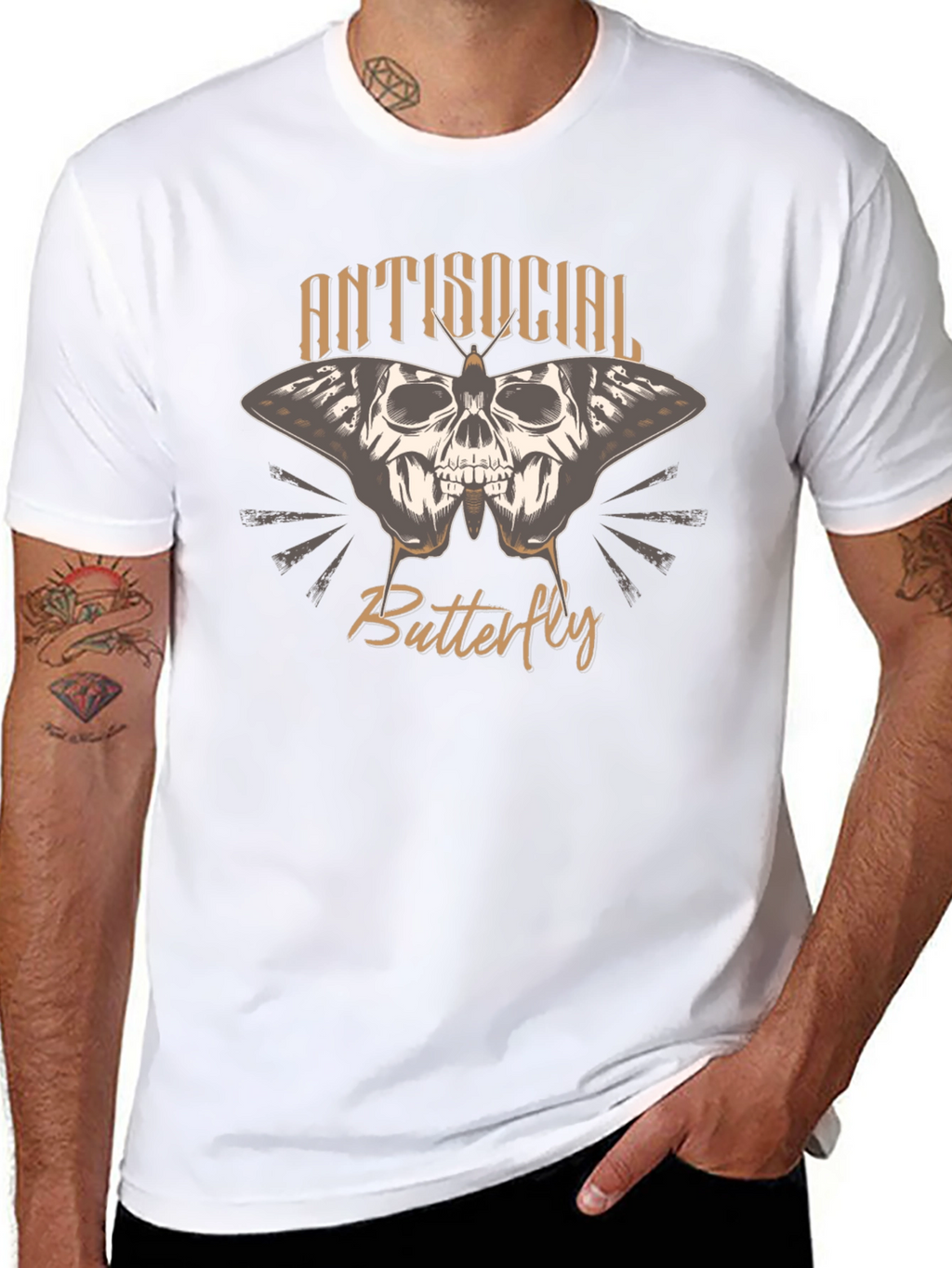 Antisocial Butterfly Skull Graphic T-Shirt