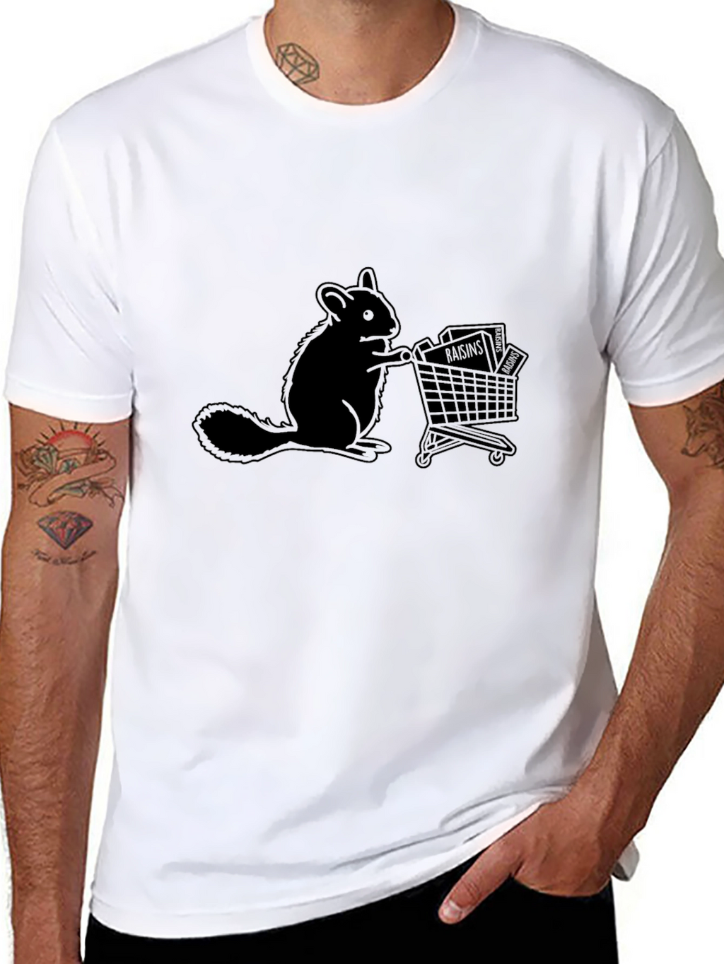Squirrel Shopping Spree Graphic Tee - Black