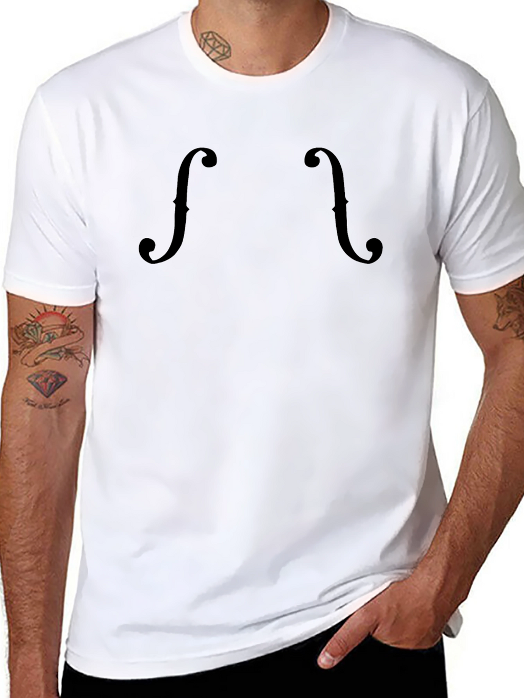 Stylish Black Violin F-Hole Graphic Tee