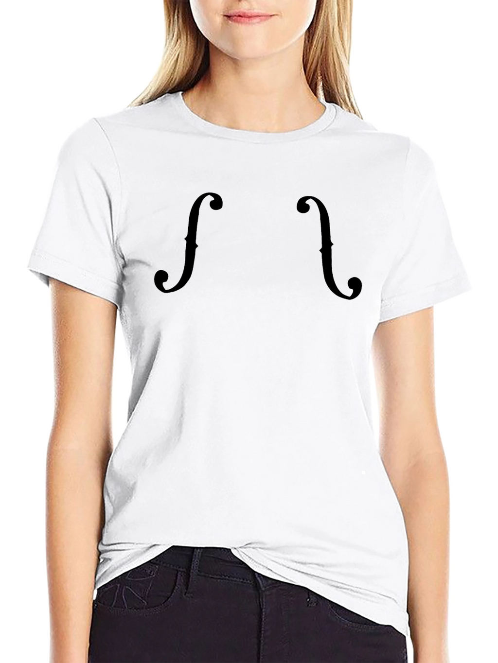 Stylish Black Violin F-Hole Graphic Tee