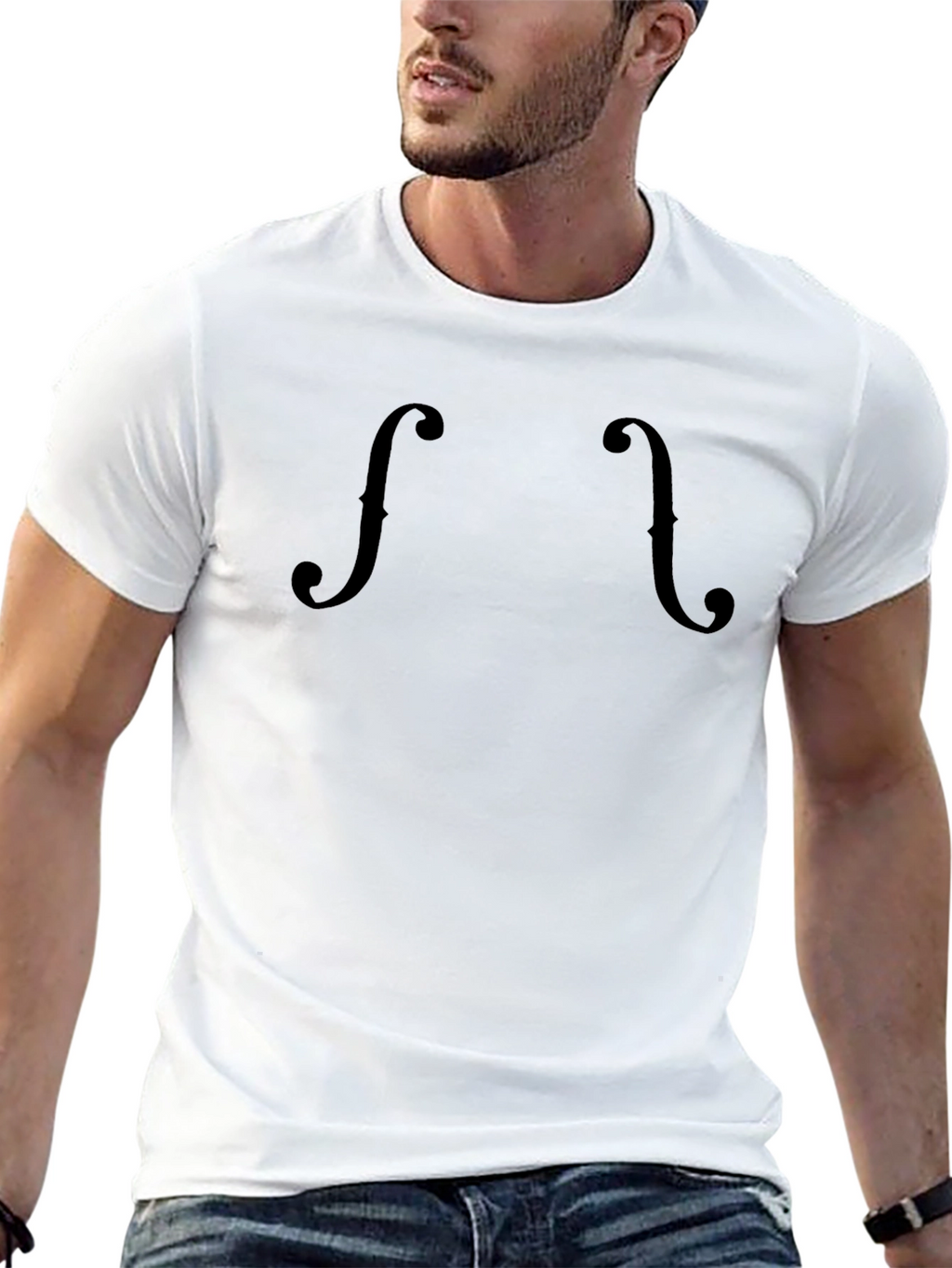 Stylish Black Violin F-Hole Graphic Tee