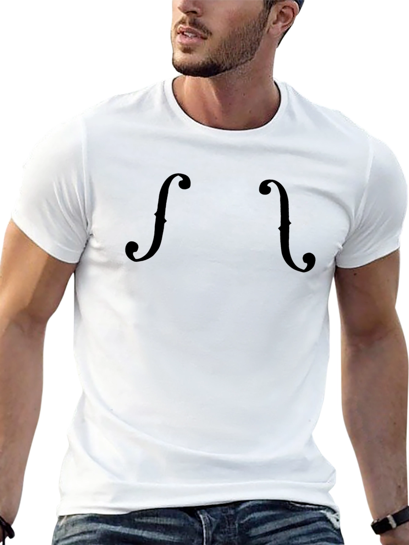 Stylish Black Violin F-Hole Graphic Tee