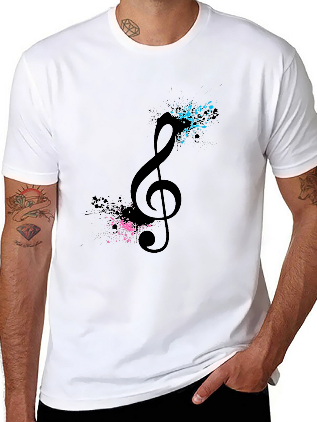 Musical Clef Graphic Tee - Mens Black T-Shirt