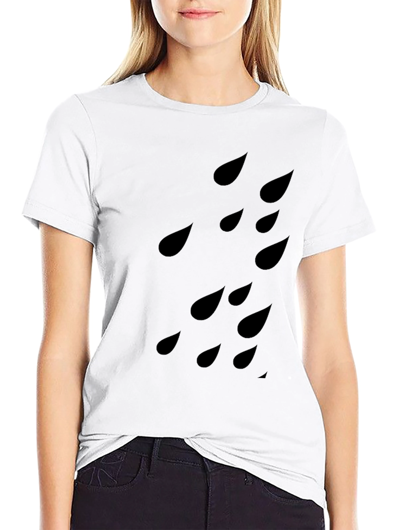 Raindrop Patterned Black T-Shirt