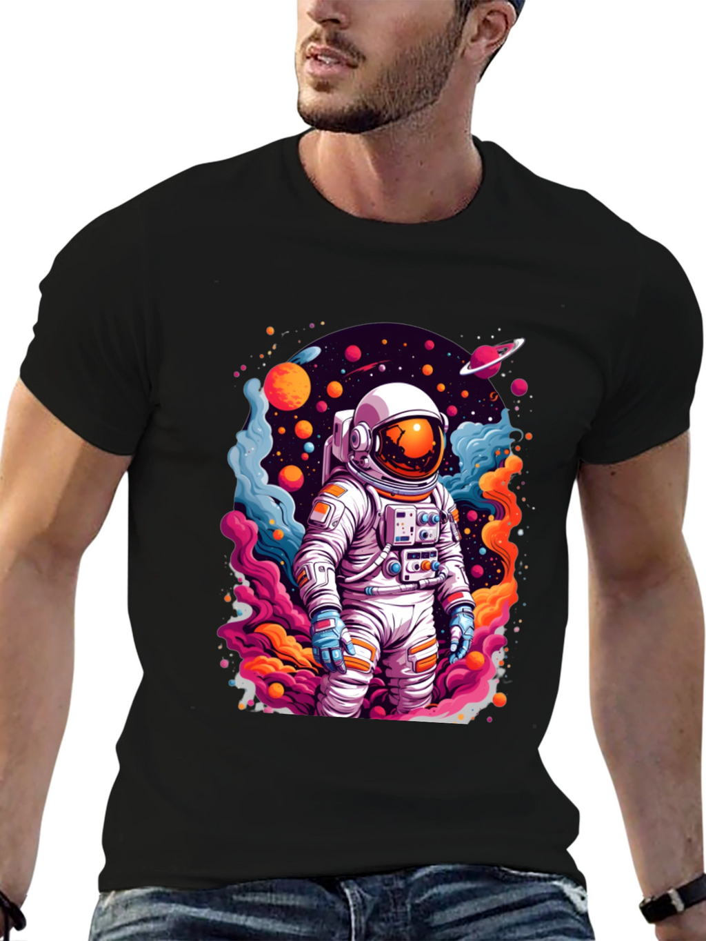 Astronaut in Space T-Shirt - Vibrant Graphic Tee