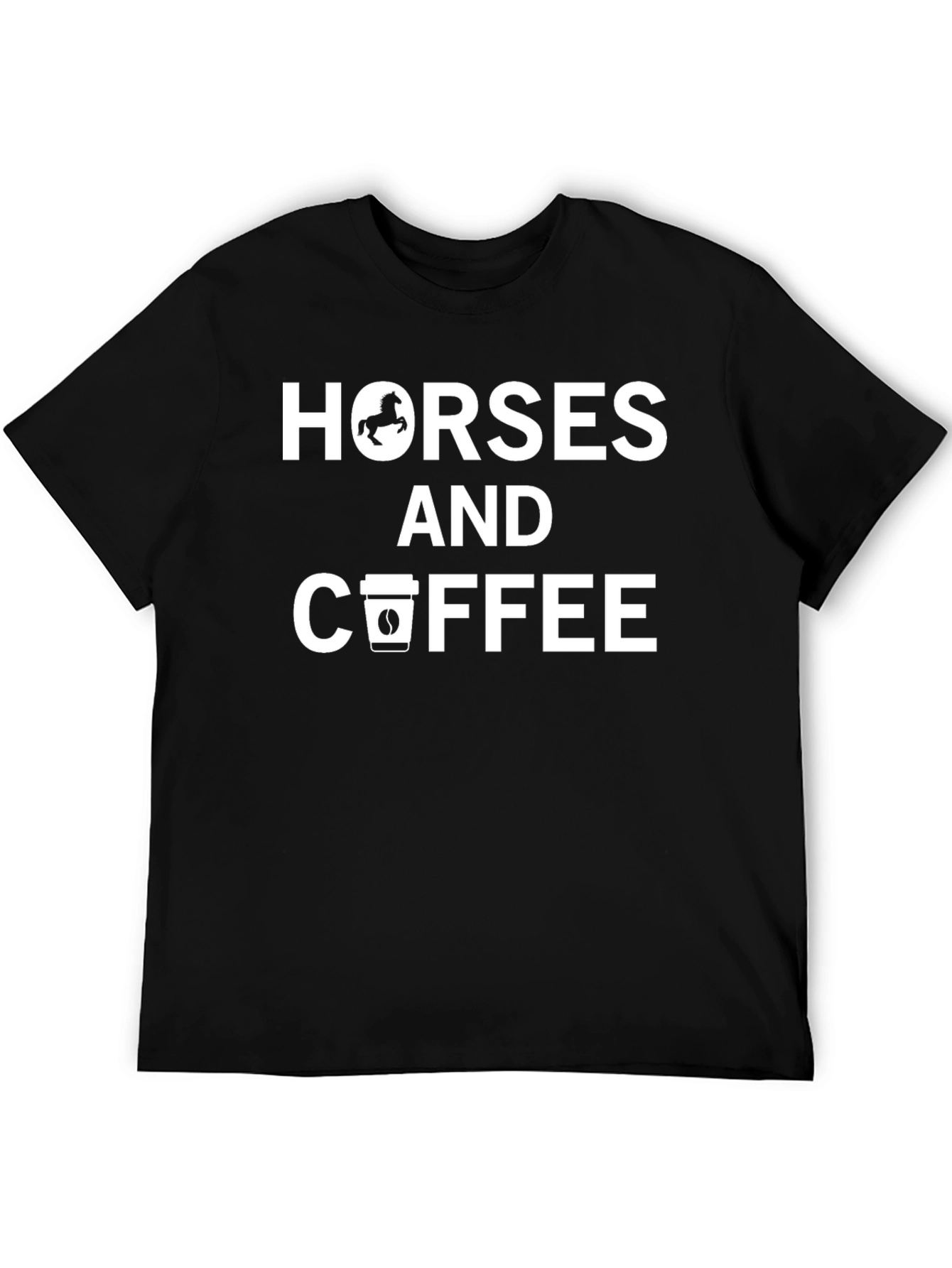 Horses and Coffee Black Graphic Tee