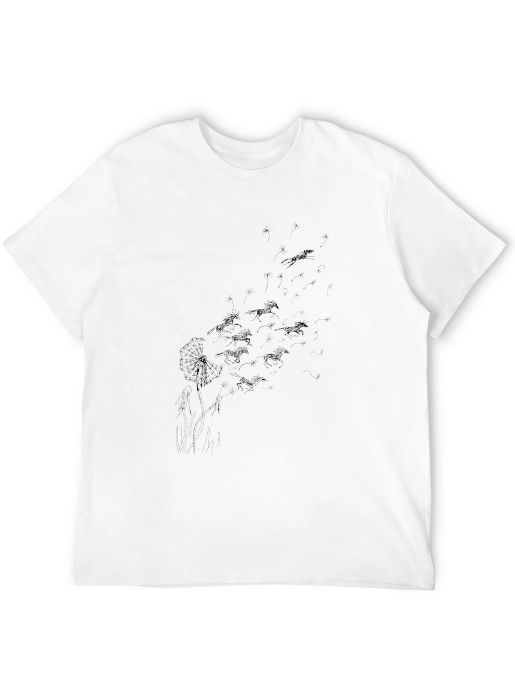 Black Dandelion Horse Print T-Shirt