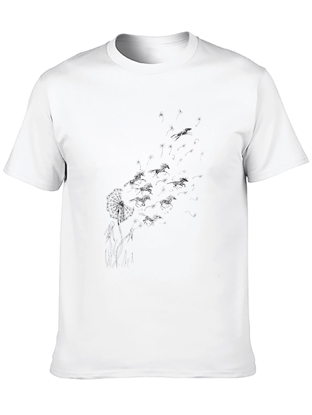Black Dandelion Horse Print T-Shirt