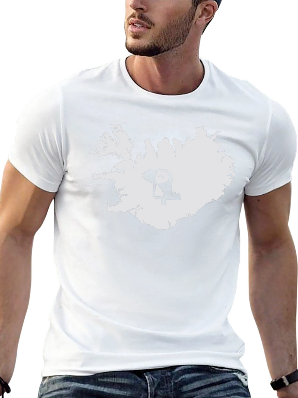 Iceland Puffin Map Tee - Black Cotton Graphic T-Shirt