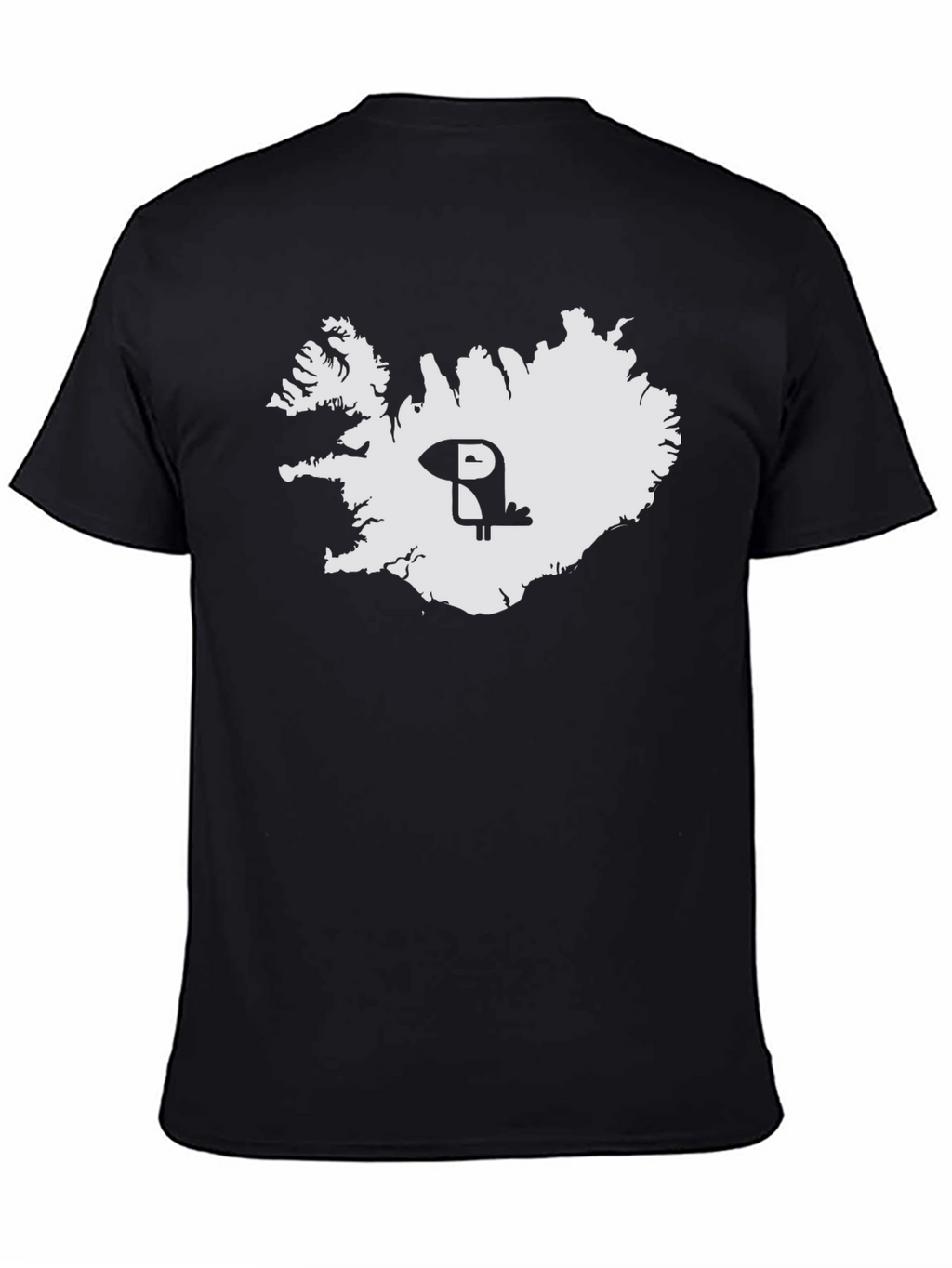 Iceland Puffin Map Tee - Black Cotton Graphic T-Shirt