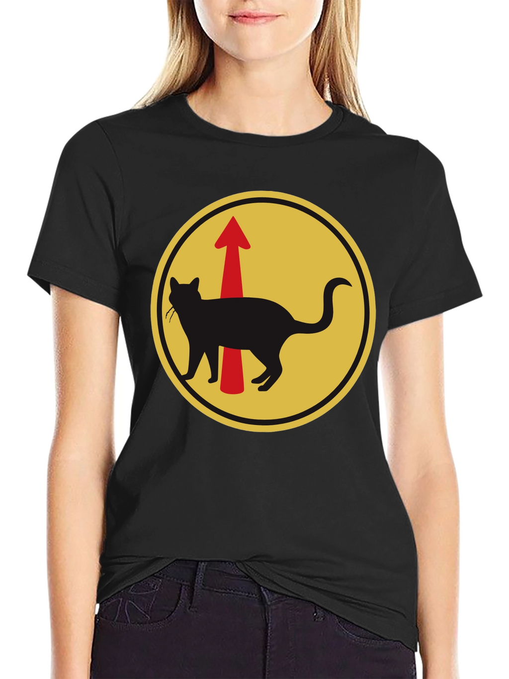 Cat Arrow T-Shirt - Black Unique Design