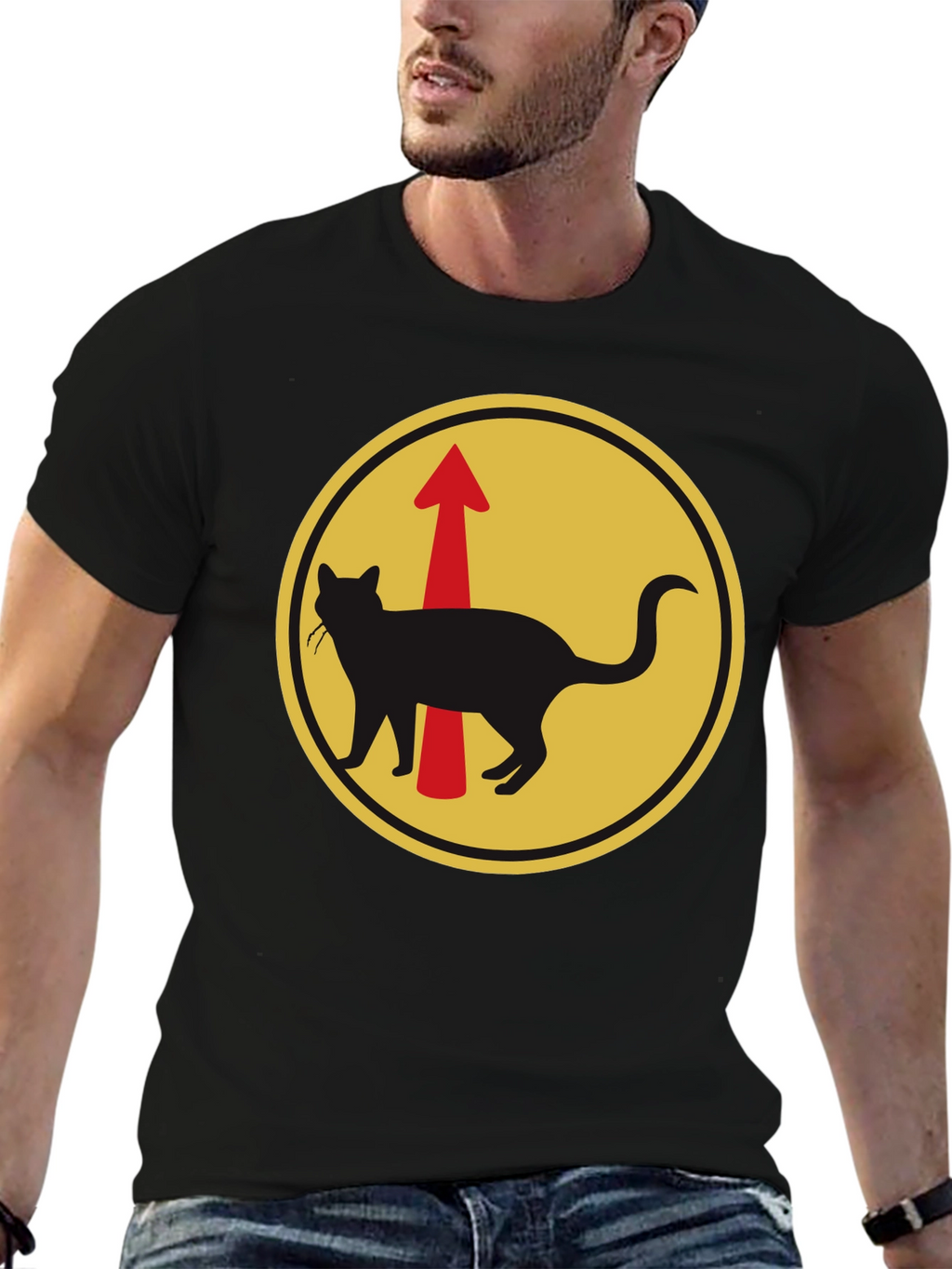 Cat Arrow T-Shirt - Black Unique Design
