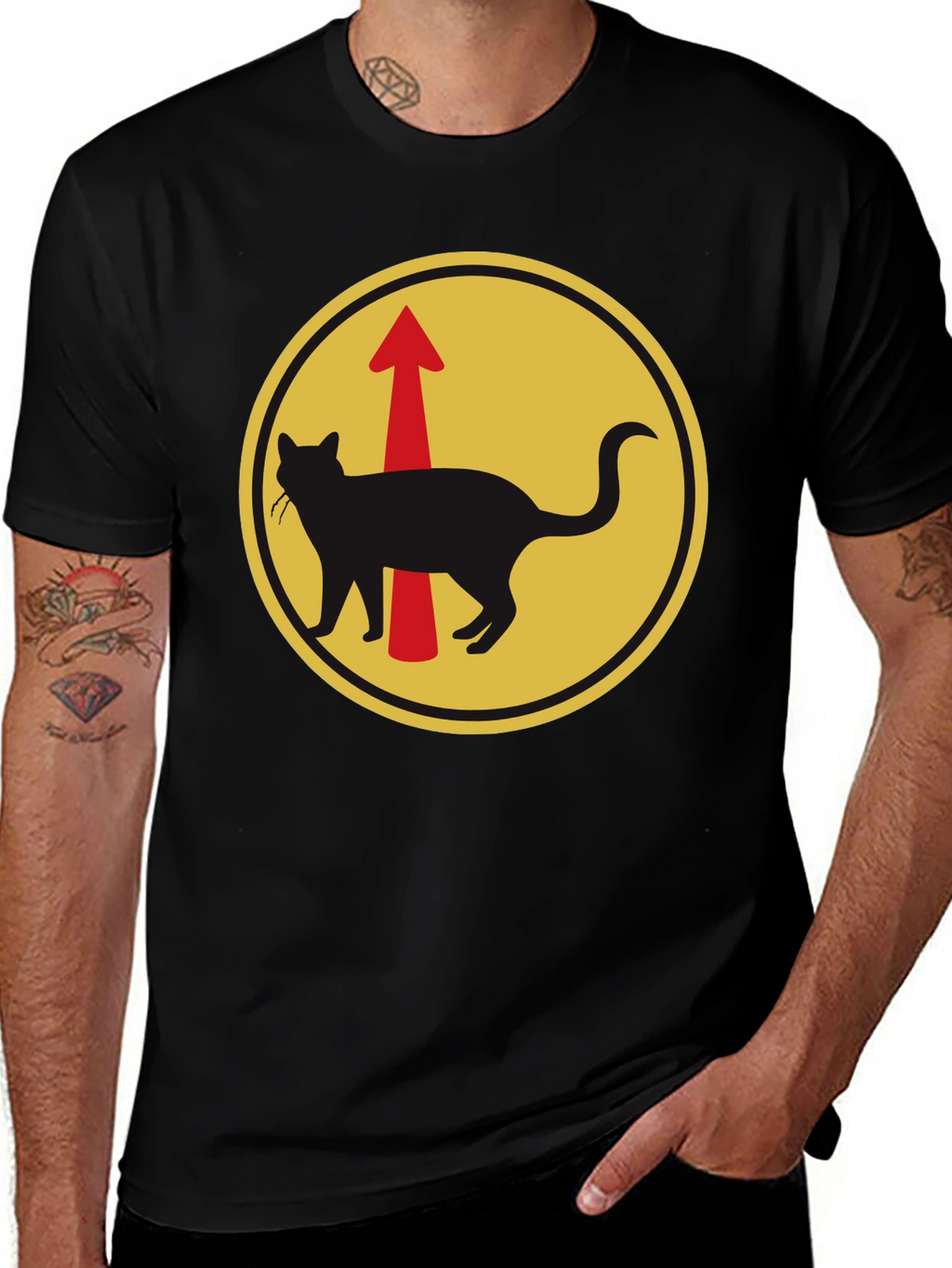 Cat Arrow T-Shirt - Black Unique Design