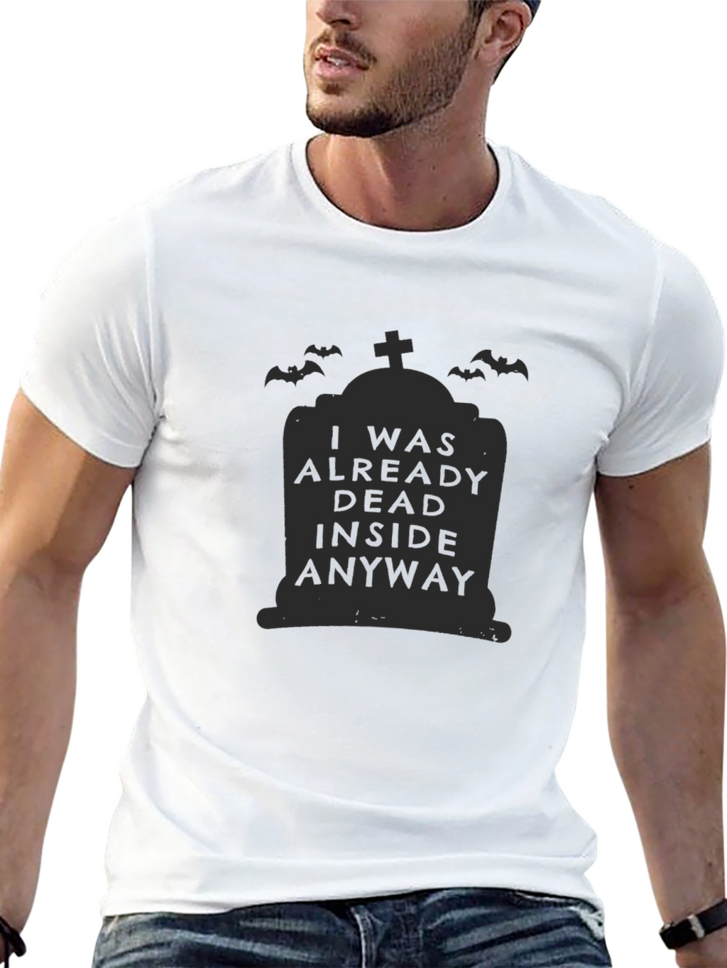 Dead Inside Halloween Tombstone Graphic Tee