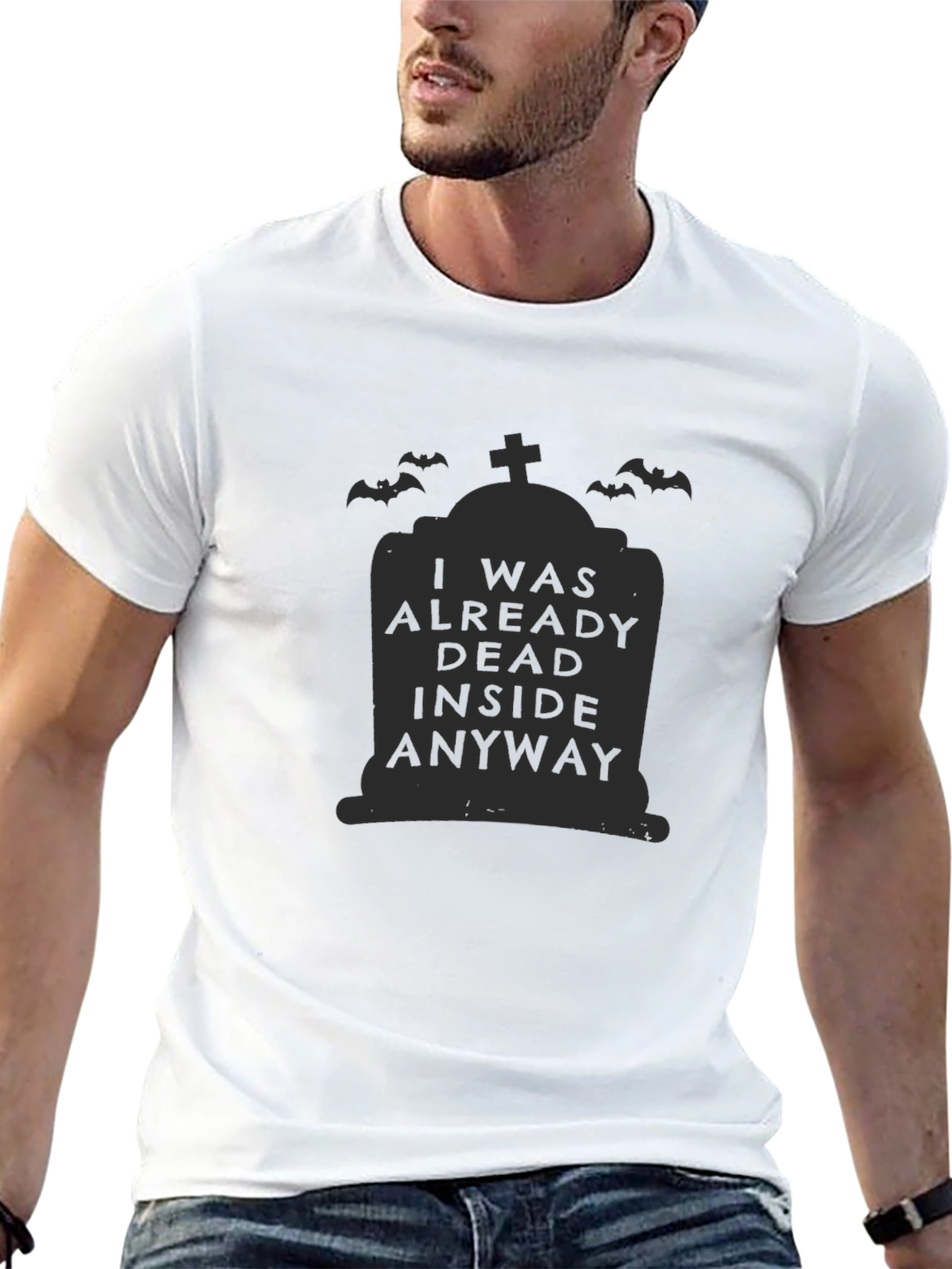 Dead Inside Halloween Tombstone Graphic Tee