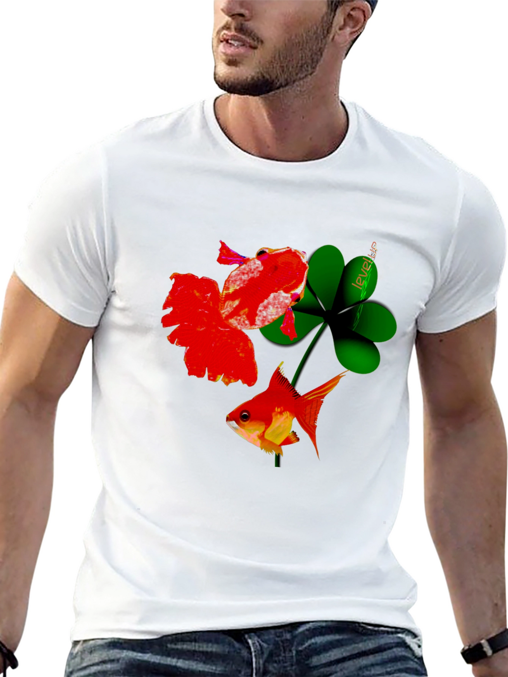 Lucky Goldfish Graphic Tee - Black Cotton T-Shirt