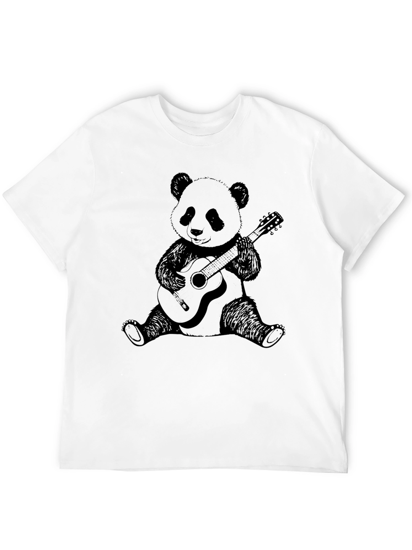 Panda Guitarist Graphic Tee - Unisex Black Cotton T-Shirt
