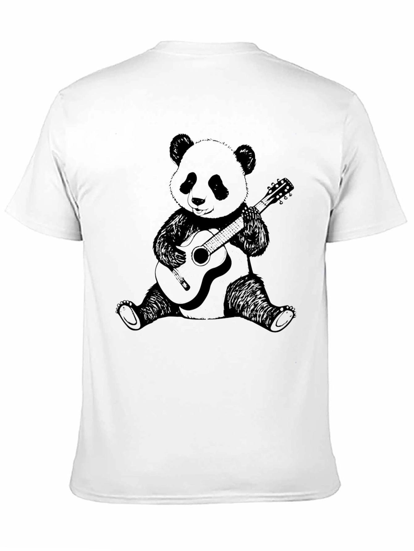 Panda Guitarist Graphic Tee - Unisex Black Cotton T-Shirt
