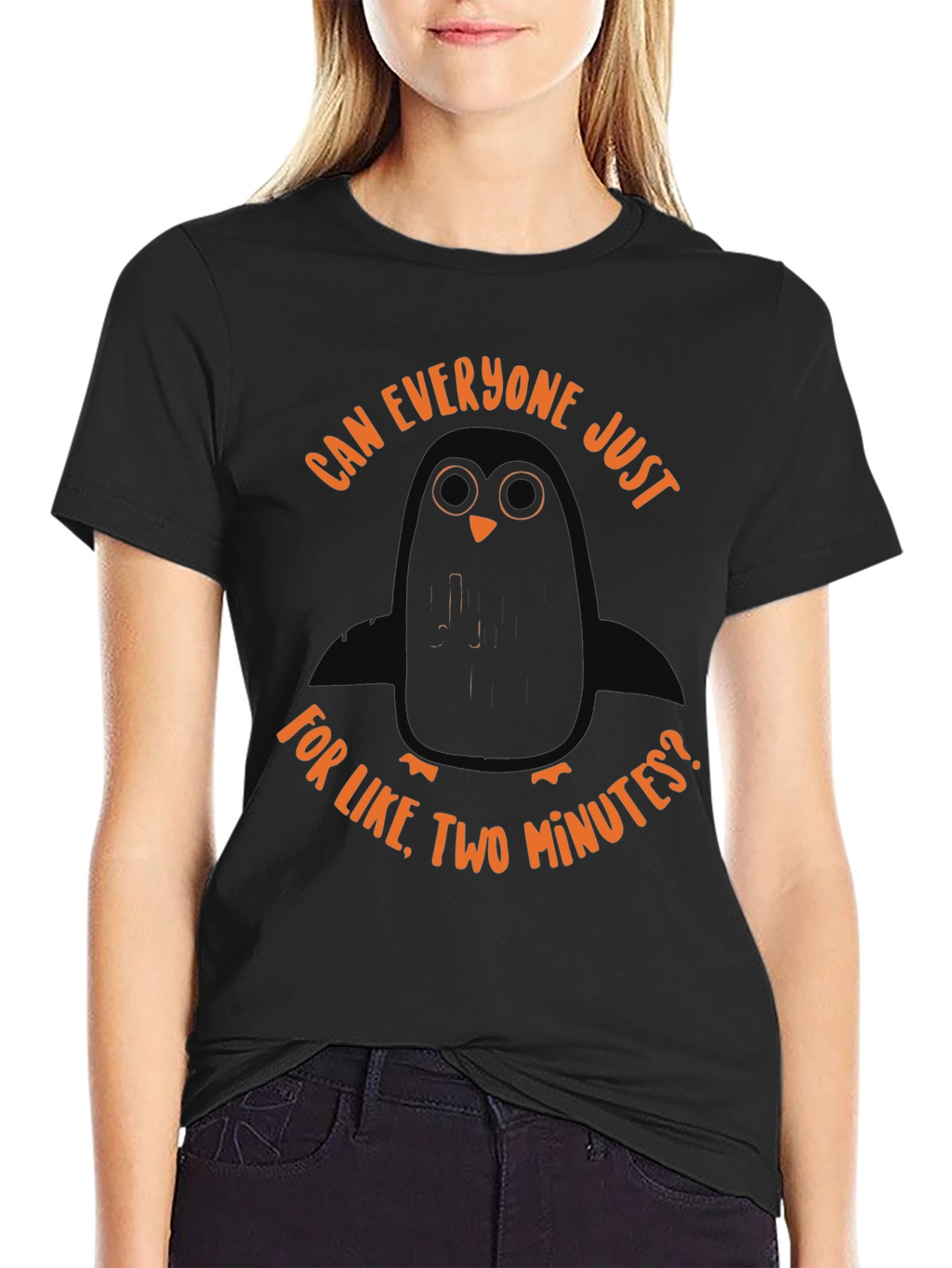 Sarcastic Penguin Graphic Tee - Unisex Black T-Shirt