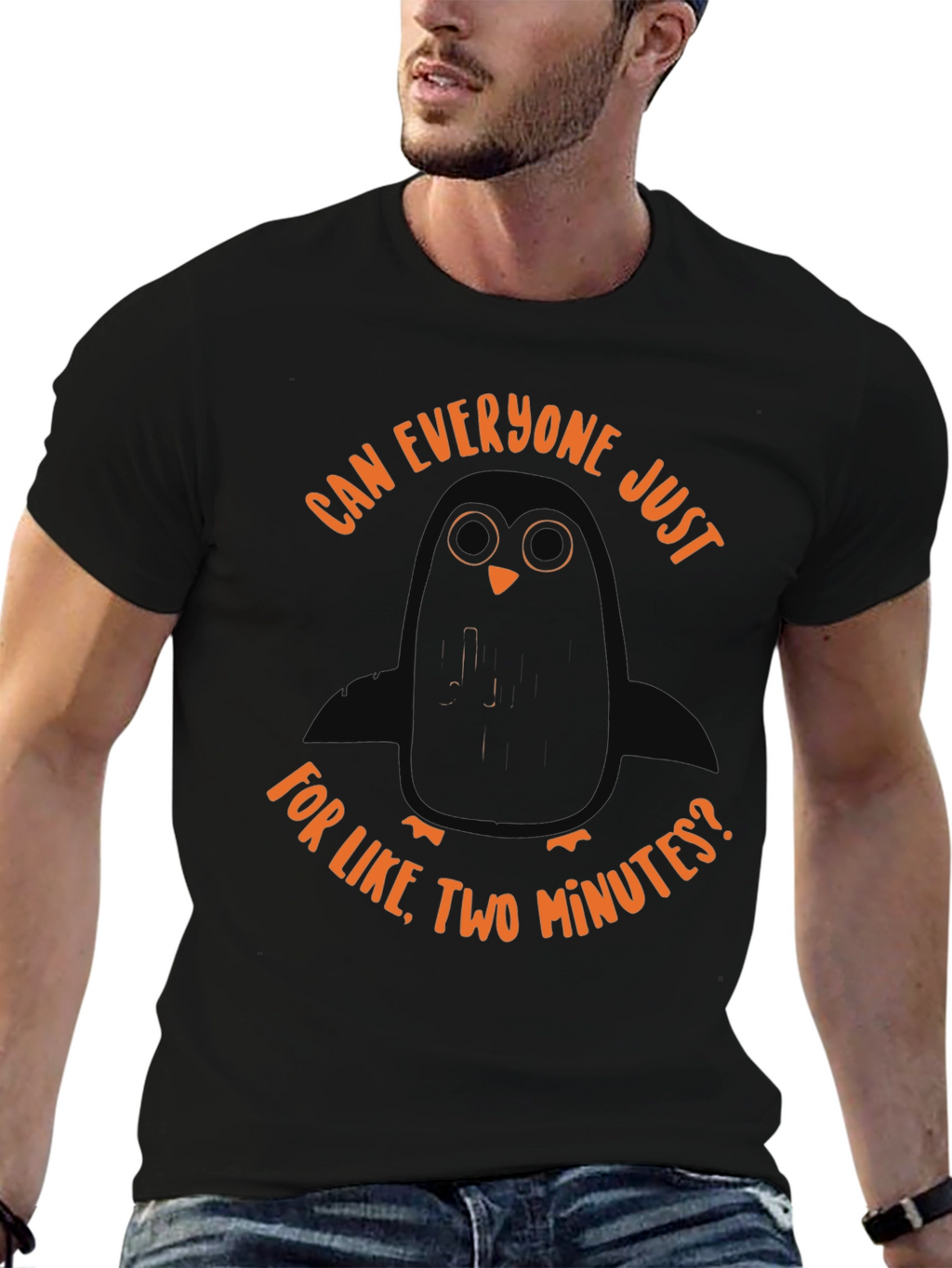 Sarcastic Penguin Graphic Tee - Unisex Black T-Shirt