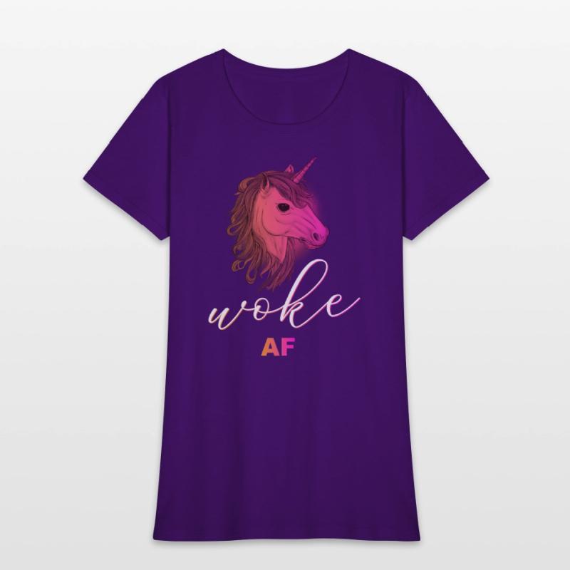 Unicorn with funny quote: WOKE AF