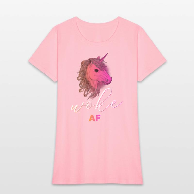 Unicorn with funny quote: WOKE AF