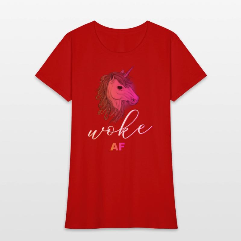 Unicorn with funny quote: WOKE AF