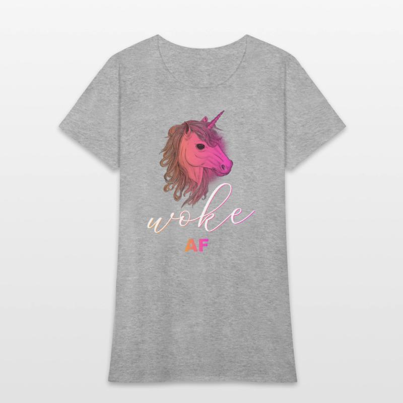 Unicorn with funny quote: WOKE AF