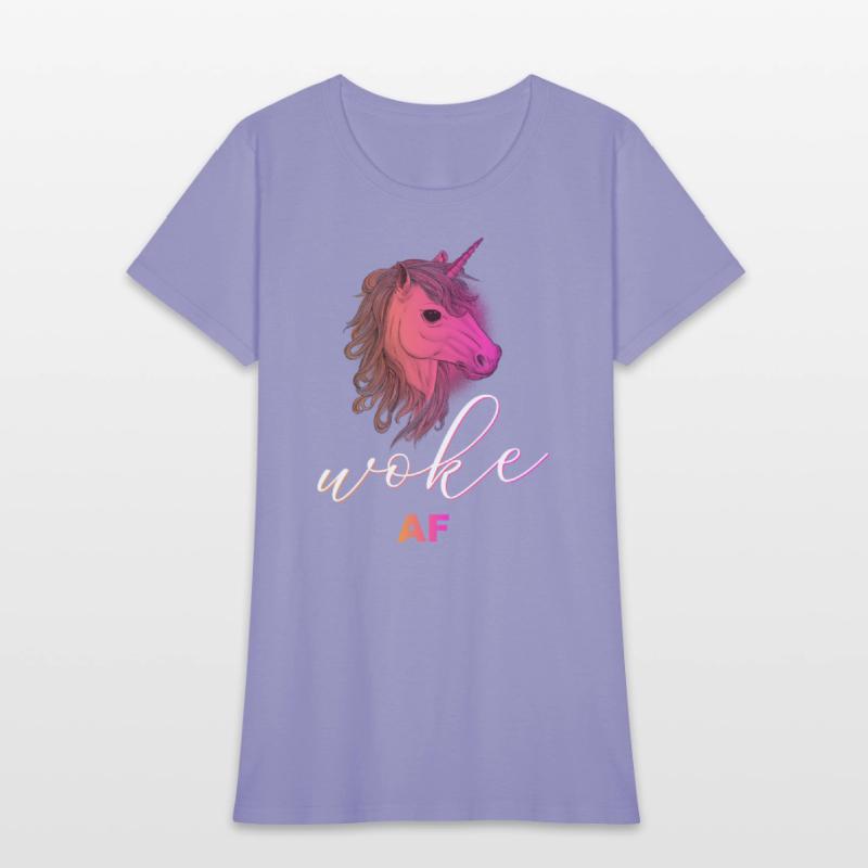 Unicorn with funny quote: WOKE AF